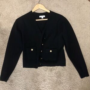 J. Crew Black Cardigan with Gold Buttons